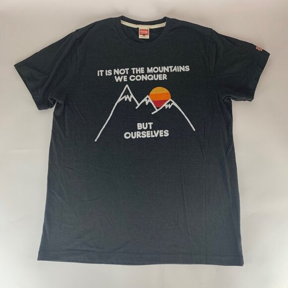 Homage Charcoal Gray Its Not The Mountains We Overcome Crewneck Shirt Mens Large - Picture 1 of 6